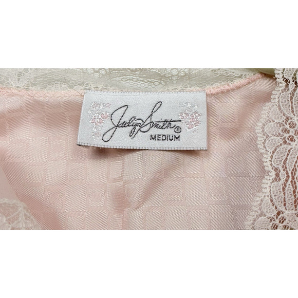 Vintage Jaclyn Smith Peignoir Robe Size M Pink Satin Ruffle Lace Dainty Delicate - Picture 6 of 7